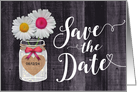 Rustic Country Charm Flower Mason Jar Save the Date Card