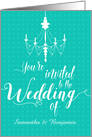Teal Elegant Chandelier Wedding Invitation card