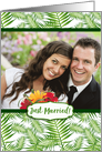 Tropical Green Leaves Just Married Photo Wedding Announcement card