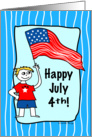 Happy July 4th, Boy with American Flag card
