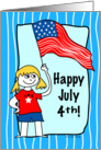 Happy July 4th, Girl with American Flag card