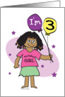 3rd Birthday, Dark Skinned Girl with Balloons card