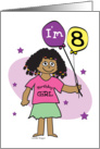 8th Birthday, Dark Skinned Girl with Balloons card