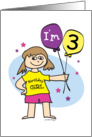 3rd Birthday, Girl with Balloons card