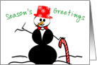 Season’s Greetings, Cute Snowman in Snow card
