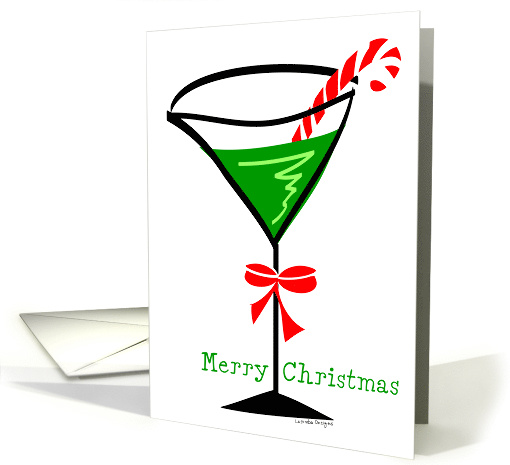 Holiday Martini with Candy Cane and Red Bow card (115773)