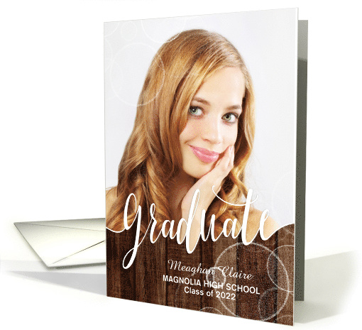 Graduation Party Invitation Rustic Wood Bokeh Shimmer card (1524790)