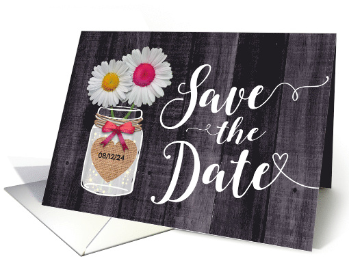Rustic Country Charm Flower Mason Jar Save the Date card (1530110)