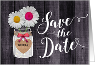 Rustic Country Charm Flower Mason Jar Save the Date Card