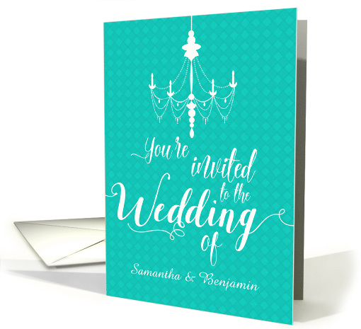 Teal Elegant Chandelier Wedding Invitation card (1530874)