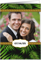 Tropical Green Leaves Photo Wedding Save the Date card