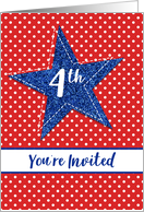 Blue Star You’re Invited 4th of July Party Invitation card