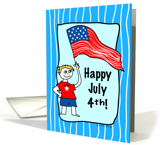 Happy July 4th, Boy with American Flag card (62300)