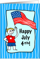 Happy July 4th, Boy with American Flag card