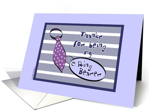 Purple Blue Necktie Ring Bearer Thank You card (83038)