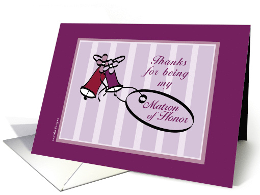 Purple Wedding Bells Matron of Honor Thank You card (83050)