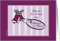 Purple Wedding Bells Matron of Honor Thank You Cards