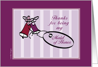 Purple Wedding Bells Maid of Honor Thank You Cards