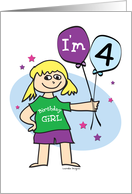 4th Birthday Girl card