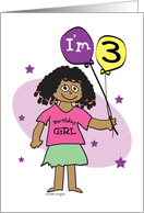 3rd Birthday, Dark Skinned Girl with Balloons card