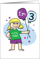 3rd Birthday, Girl with Balloons card