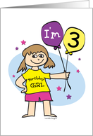 3rd Birthday, Girl with Balloons card