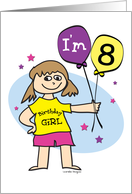 8th Birthday, Girl with Balloons card