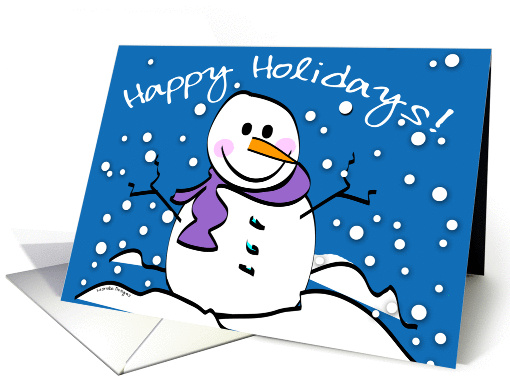 Happy Holidays, Cute Snowman in Snow card (999753)