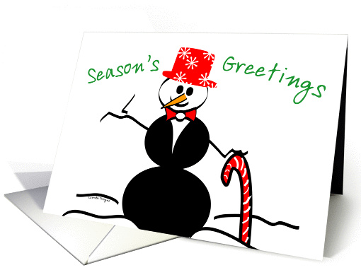 Season's Greetings, Cute Snowman in Snow card (999755)