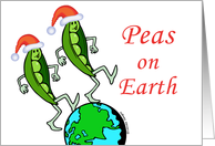 Christmas, Peas(Peace) on Earth, Peas in Pods with Santa Hats card