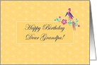 Sakura Batik with Bird, Happy Birthday Grandpa Card