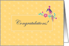 Sakura Batik with Bird Congratulations Card
