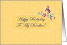 Sakura Batik with Bird Happy Birthday Brother Card