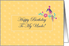 Sakura Batik with Bird Happy Birthday Uncle Card