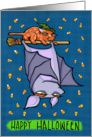 Grouchy Bat Cat Halloween card