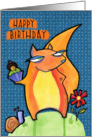 Grouchy Squirrel Birthday blue card