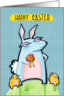 Grouchy Rabbit Easter blue card