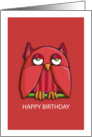 Red Owl red Happy Birthday Card