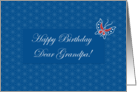 Happy Birthday, Grandfather, Aiyana Batik in Blue with Butterfly card