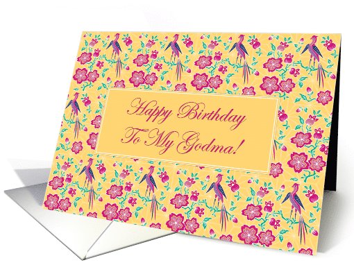 Sakura Floral Batik Happy Birthday Godma card (1010609)