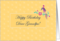 Sakura Batik with Bird, Happy Birthday Grandpa Card