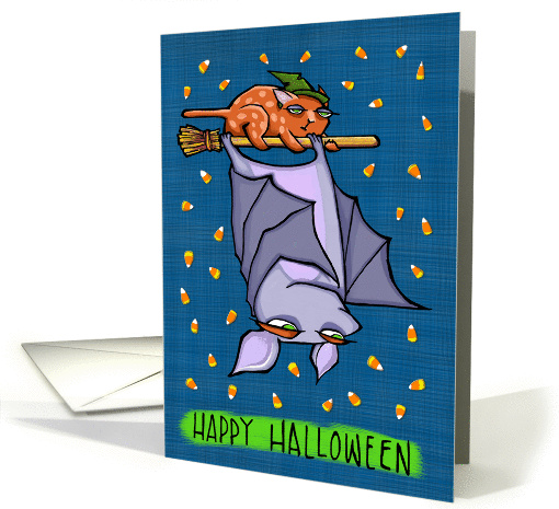 Grouchy Bat Cat Halloween card (1163248)
