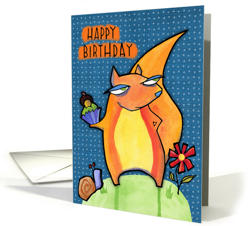 Grouchy Squirrel Birthday blue card (1163266)