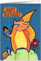 Grouchy Squirrel Birthday blue card