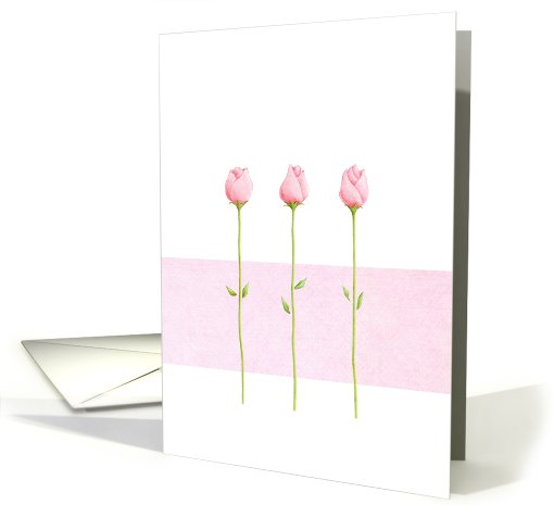3 Pink Rosebuds card (411584)