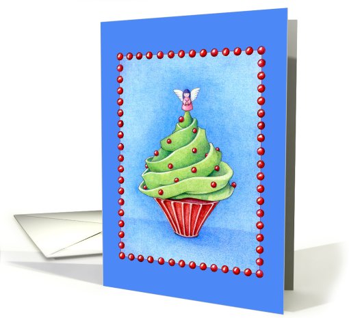 Christmas Tree Cupcake blue card (507729)