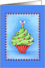 Christmas Tree Cupcake blue card