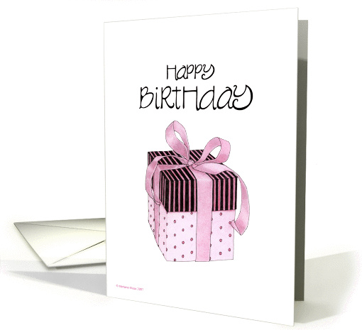 Pink & Black Giftbox Birthday card (61856)