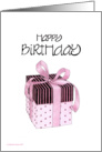 Pink & Black Giftbox Birthday card