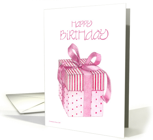 Pink Giftbox Birthday card (64268)